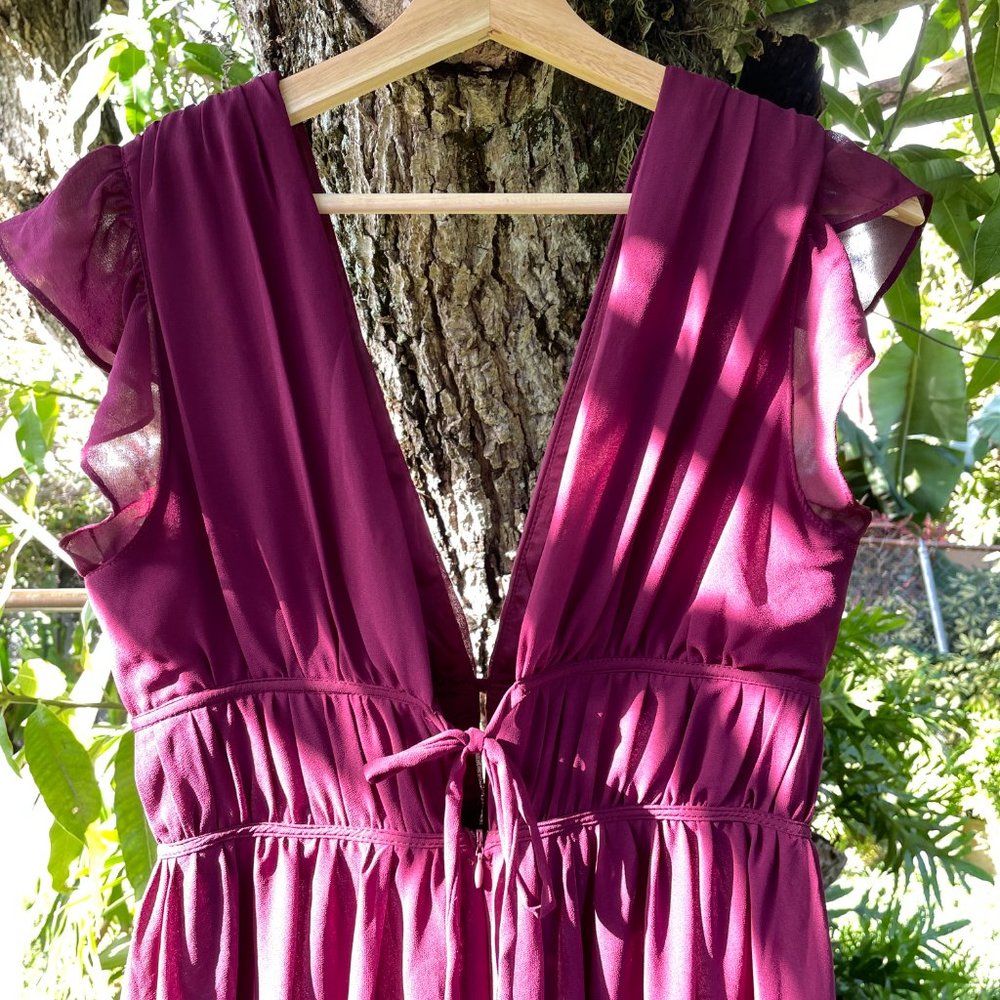 Burgundy Ruffled Maxi Dress - Picture 4 of 5